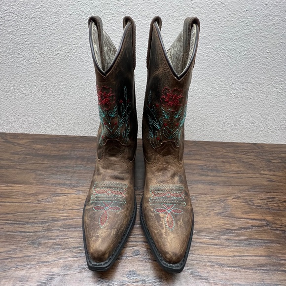 Smoky Mountain Other - Smoky Mountain Brown Leather Embroidered Cowboy Western Little Girls Boots 13.5